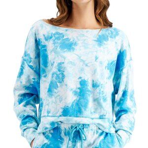 Jenni by Jennifer Moore Womens Super Soft Crew Sleep Top,Blue Tiedye
